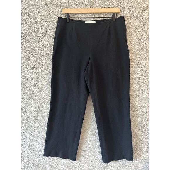 New York Pants - Lafayette 148 Pants 10 Medium Pleated Side Zip Crop Stretch Dark Navy Blue Work